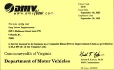Virginia DMV Approved Certificate